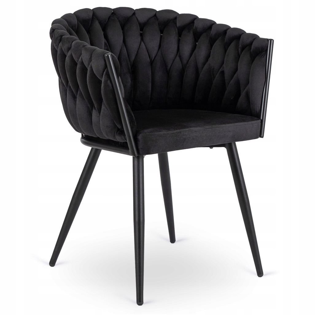 Pletené čalouněné křeslo Loft Velurové do obývacího pokoje Jídelny Černé Elena