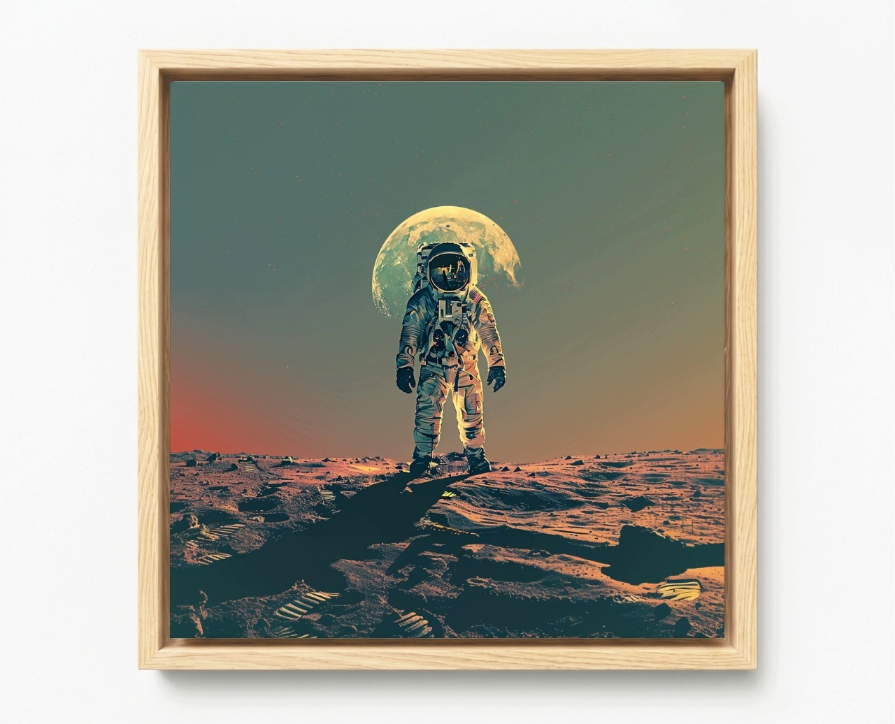Rám Na Obraz Americká Krabička Astronaut Měsíc Mars Vesmírná Planeta 50x50