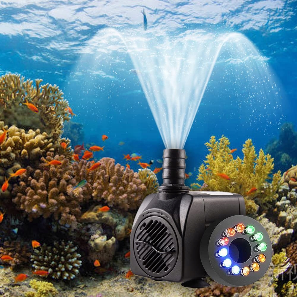 SUNSUN Pompa Fontannowa LED Cicha Do Oczka Wodnego Akwarium 750L/H 15W — miniatura 7