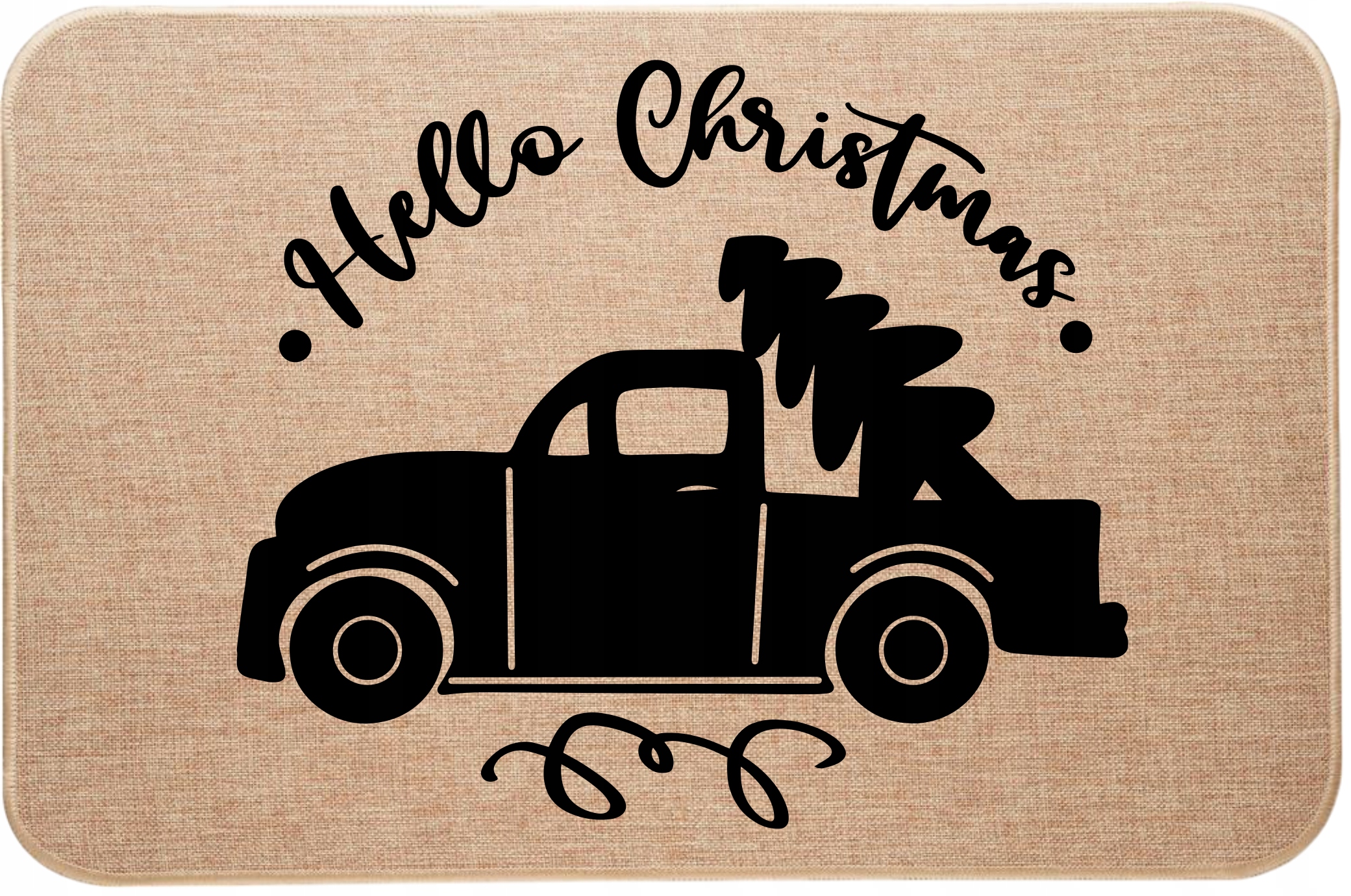 Lněná rohožka pod dveře Vánoční potisk Hello Christmas