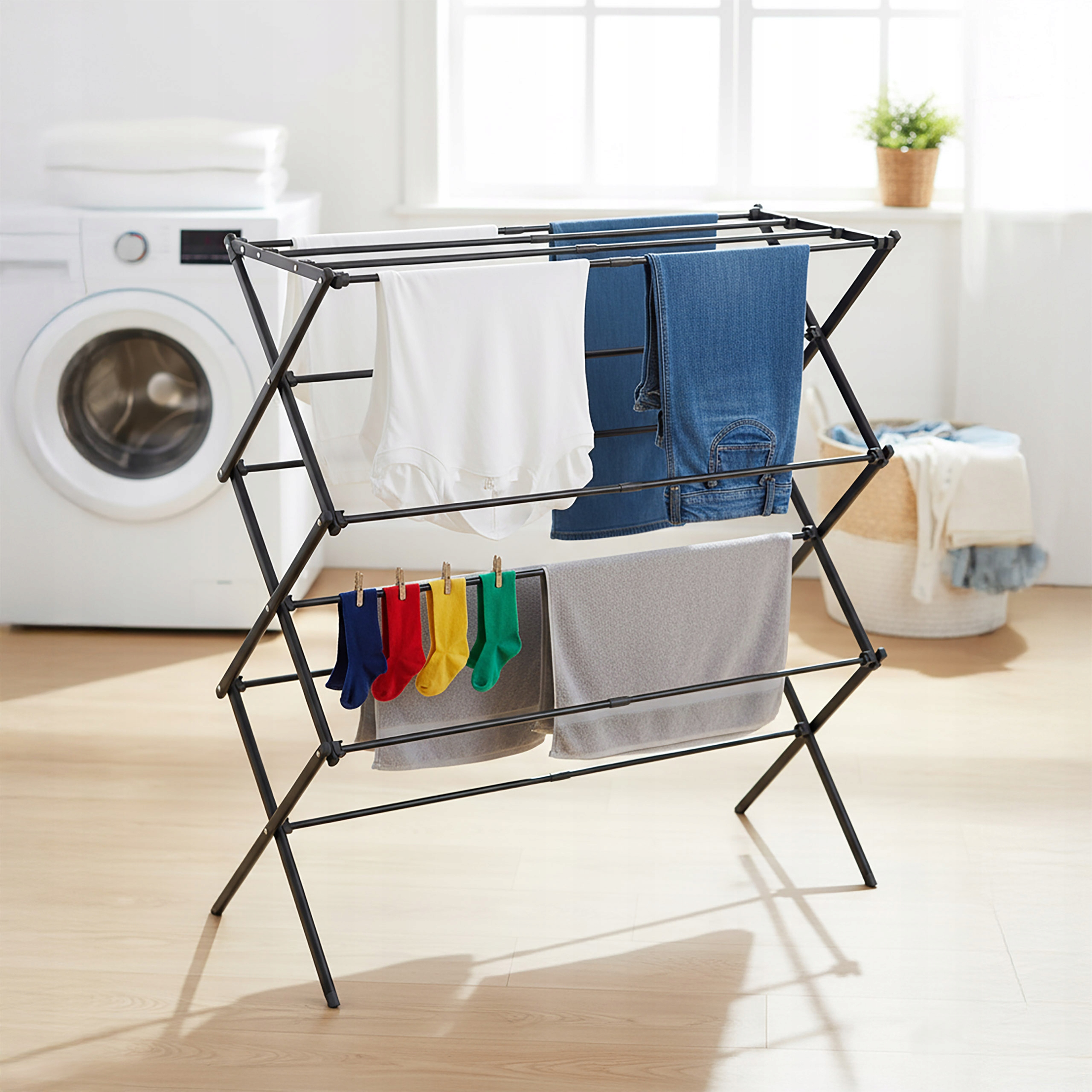 Levně Sušák Rozkládací Horizontální Antracit