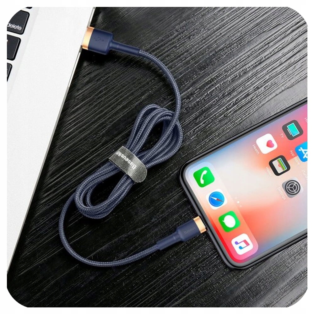 Baseus Mocny kabel USB Lightning do iPhone 1.5A 2m Konstrukcja oplot