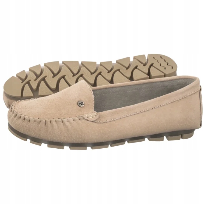 Dámské kožené boty Mokasíny Filippo Béžové DP2037/26 Hnědé