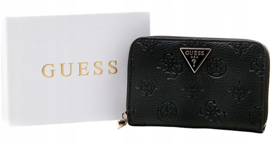 ORYGINALNY SKÓRZANY PORTFEL DAMSKI GUESS model CRESIDIA PEONY MEDIUM CZARNY