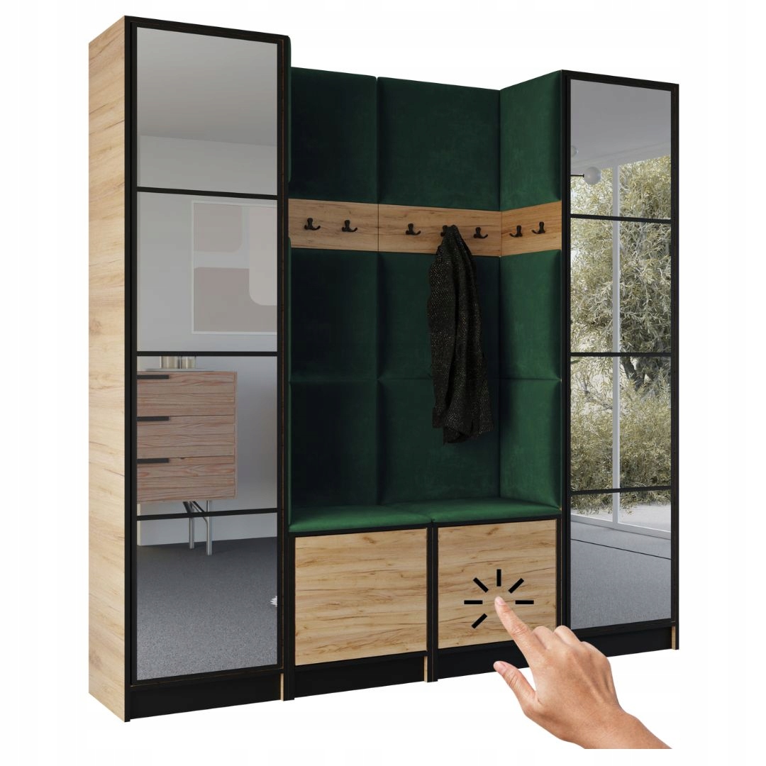 Šatní skříň Costa 18 dub craft zlatý zelená tkanina Vzor 1