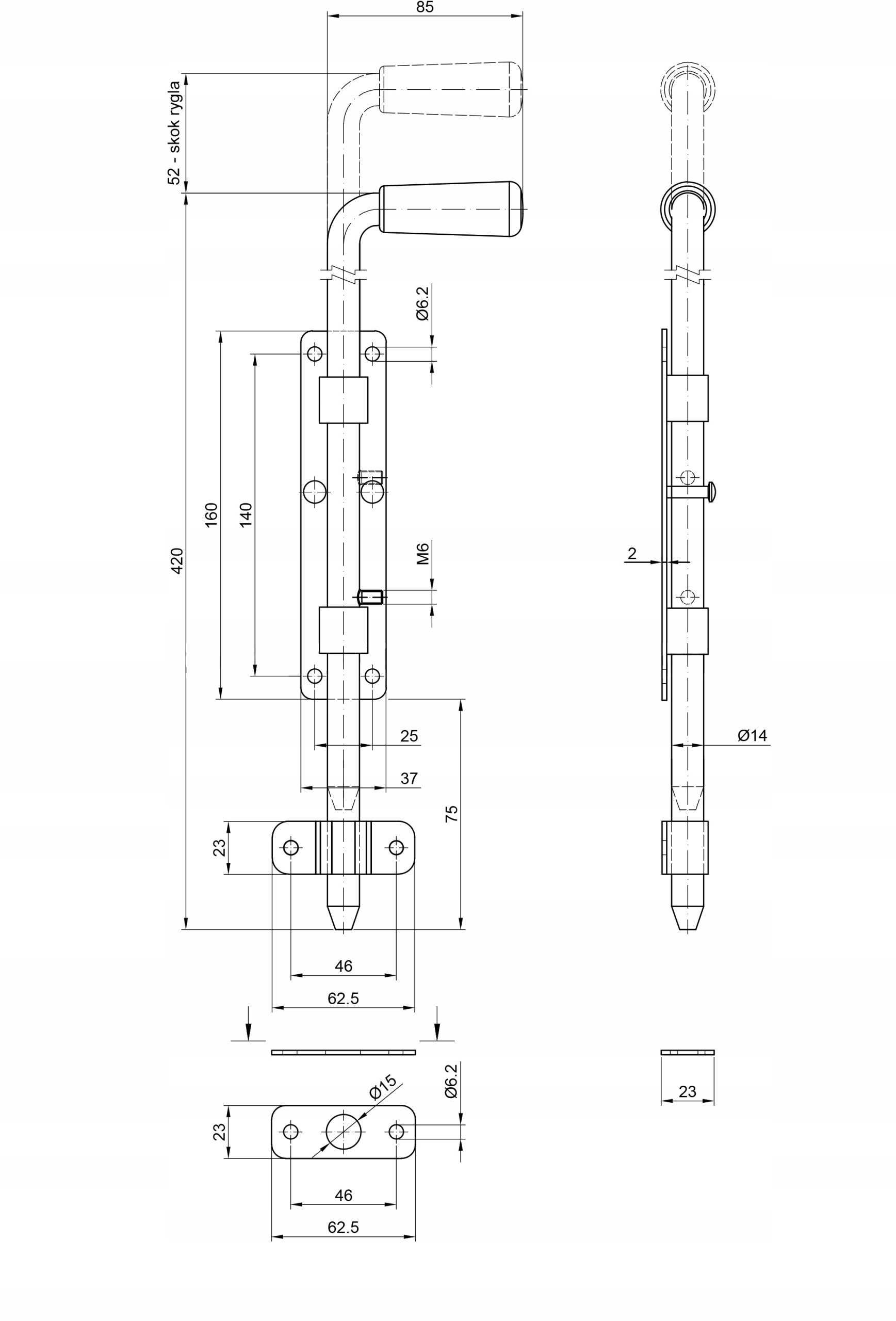 RYGIEL 420 MM 42 CM ZASUWA ZASUWKA ZAMKNIĘCIE SKOBEL DO DRZWI BRAMY OCYNK EAN (GTIN) 5902135461518