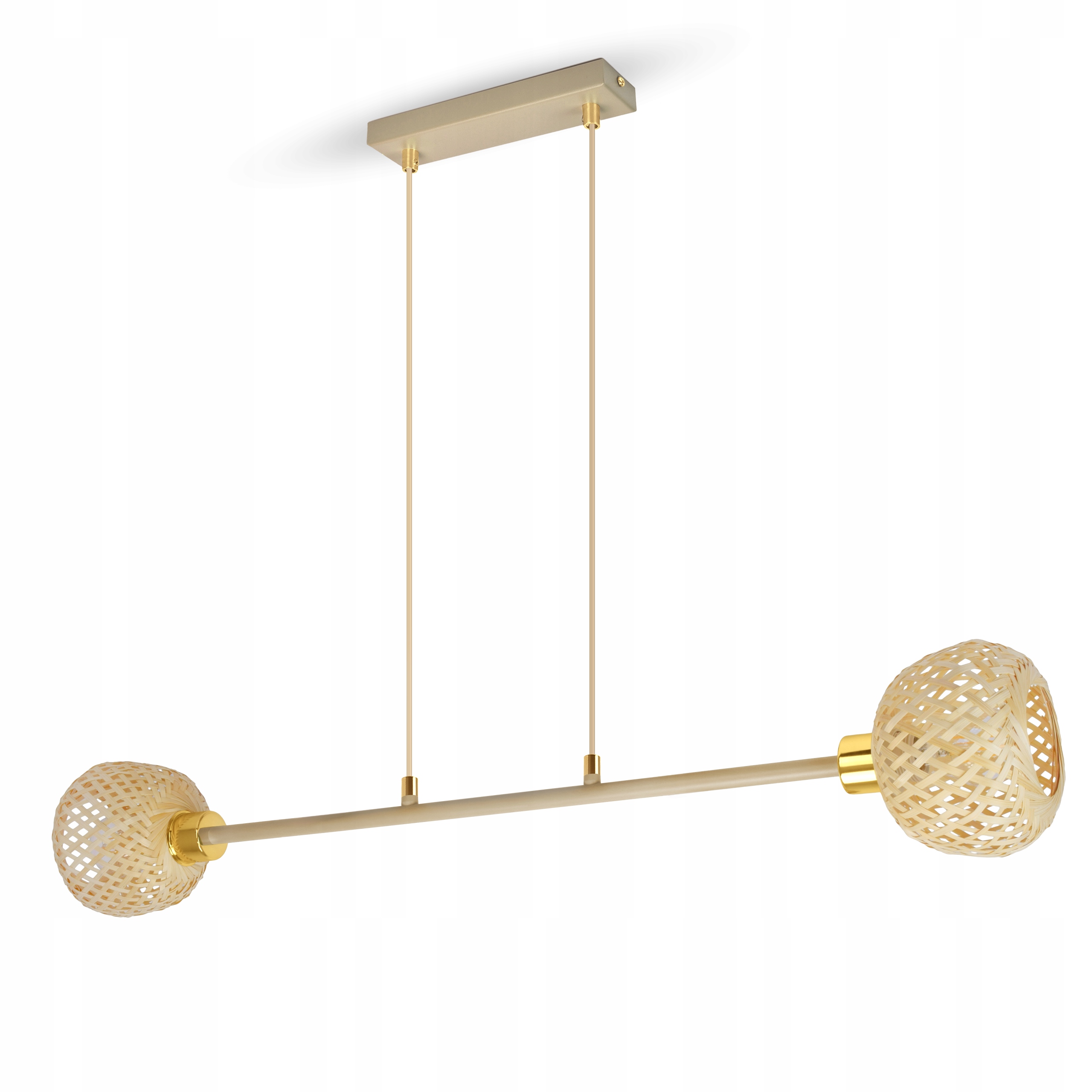 Závěsné stropní svítidlo z bambusu boho japandi béžová do ložnice 2 E27