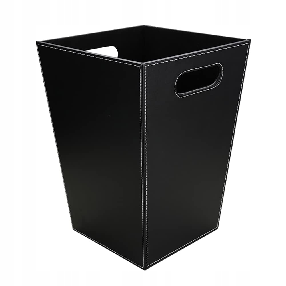 Levně Odpadkový Koš Kožený 16 L Čtvercový Černý Pro Kancelář Domu Hotelu