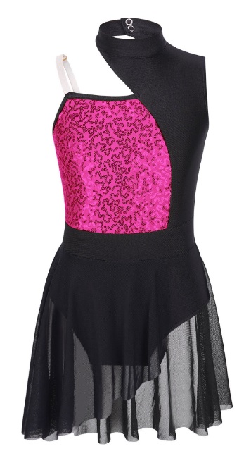 Šaty Body Balet Trikot Gymnastika Flitry Růžová 134/140