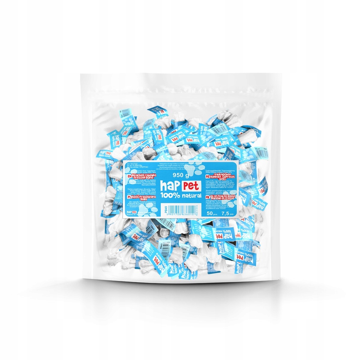 Levně Kousátka pro psa bílá kosti 7,5 cm, sada 50 ks