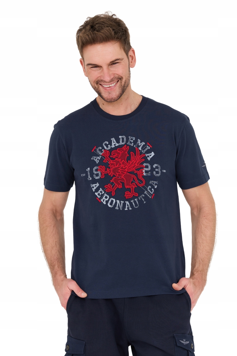 Aeronautica Militare Tmavě modré tričko s krátkým rukávem M.C. velikost 3XL