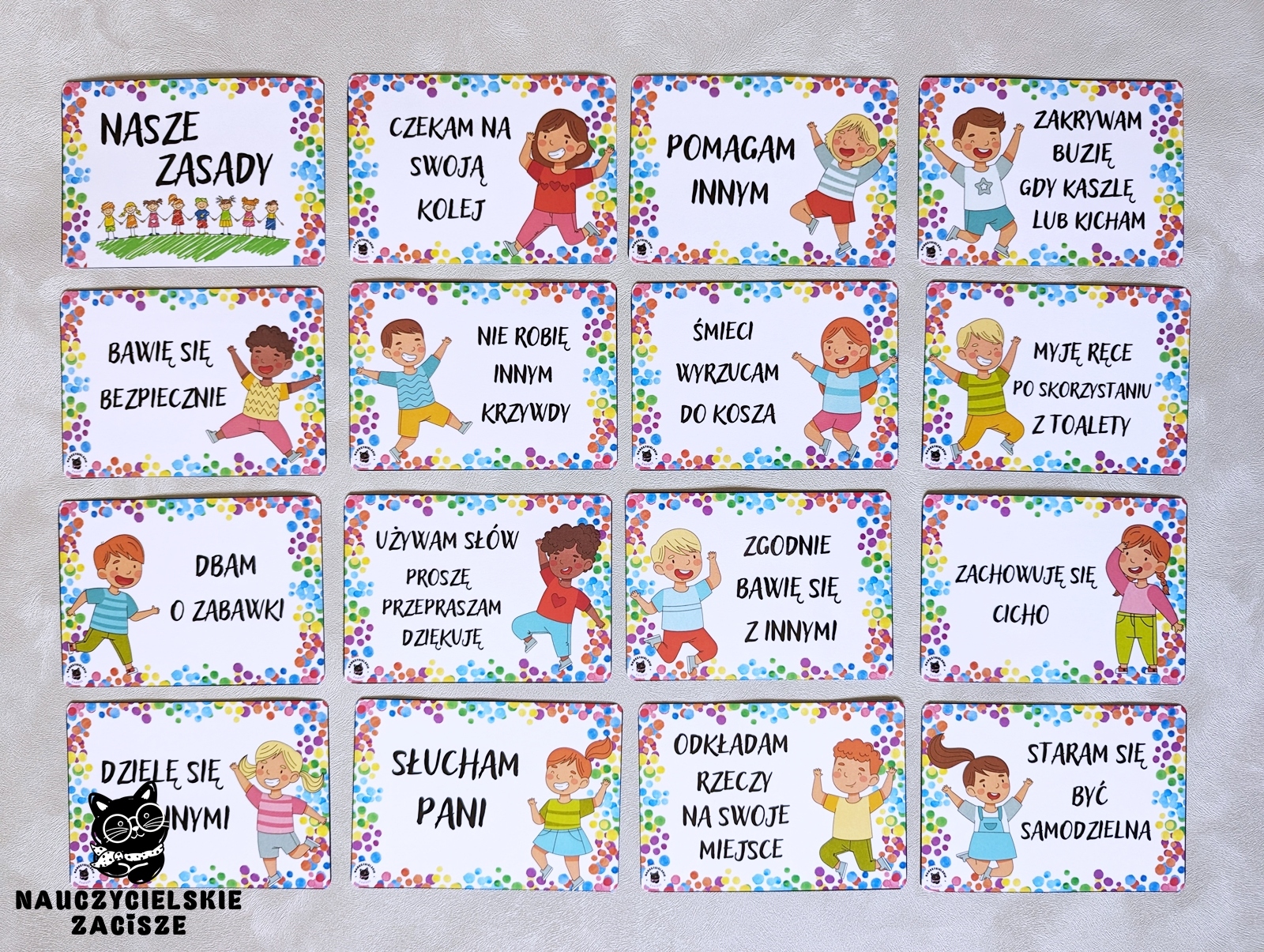 NASZE ZASADY Kodeks dla dzieci A6 16 fiszek ISBN 9785574579244