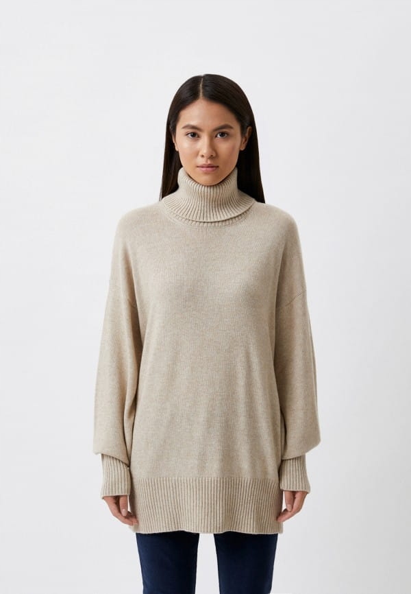 Tru Trussardi Béžový Volný Svetr S Rolákem (xs)