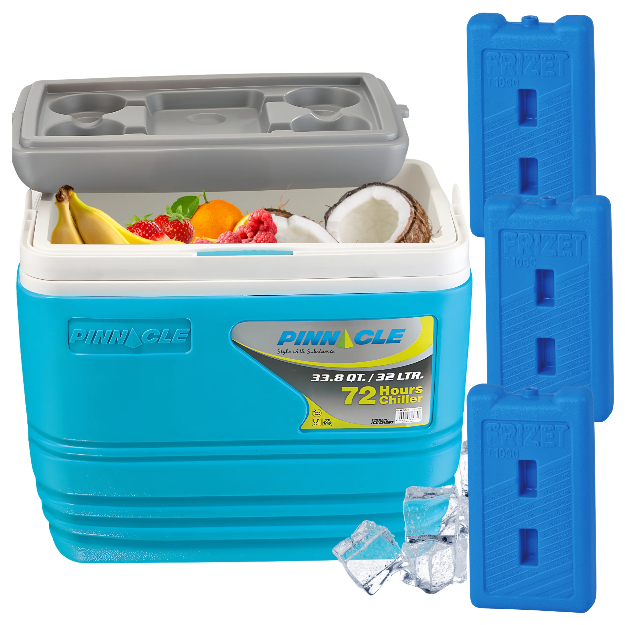 Turistická lednička Pinnacle TPX7000 32L tyrkysová 3 chladicí vložky 1 l