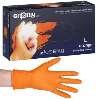 Rękawiczki Gripzzly pomarańczowe mocne L 10 Paczek