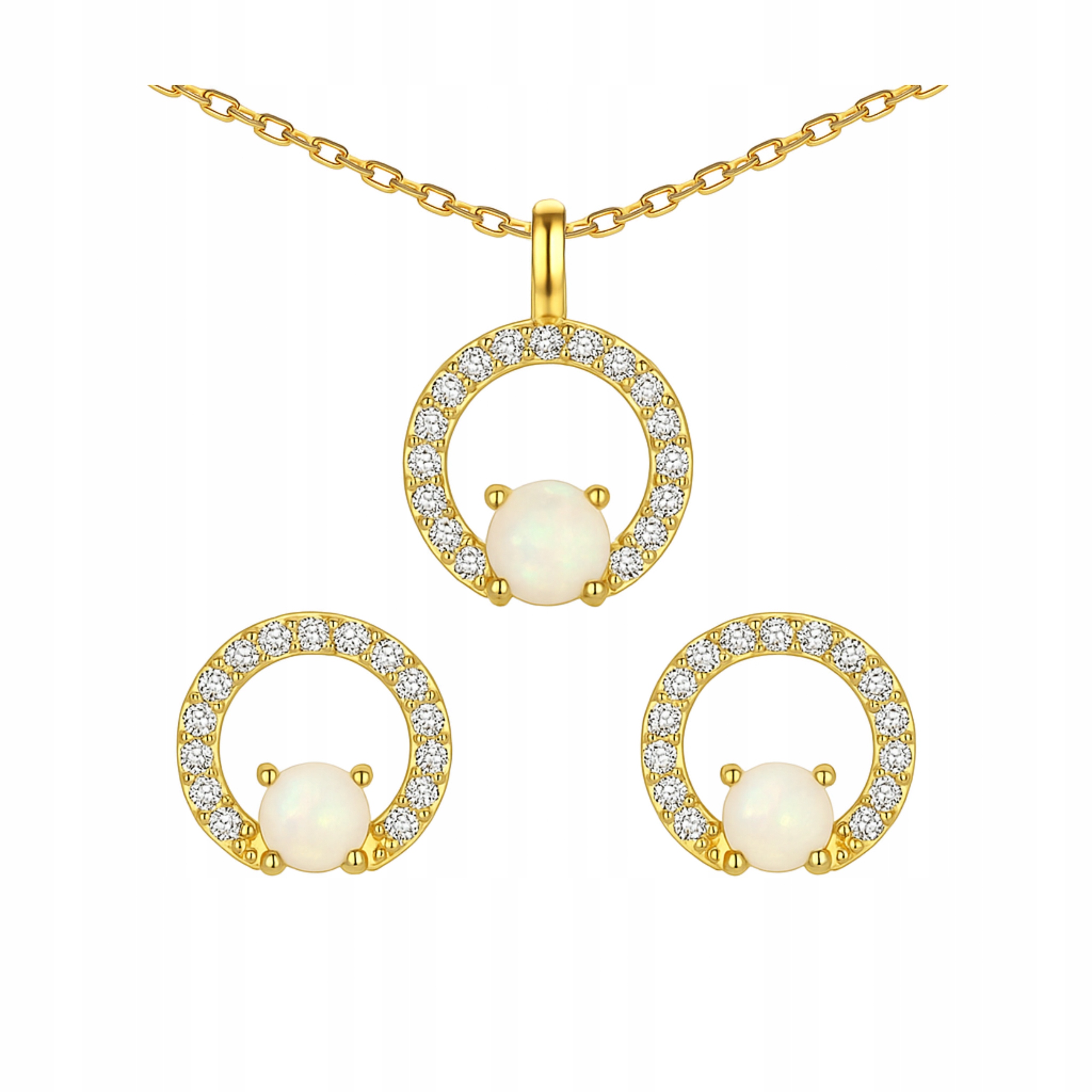 Stříbrný komplet Opal pozlacený 925 dárek ke Dni matek bonus krabička