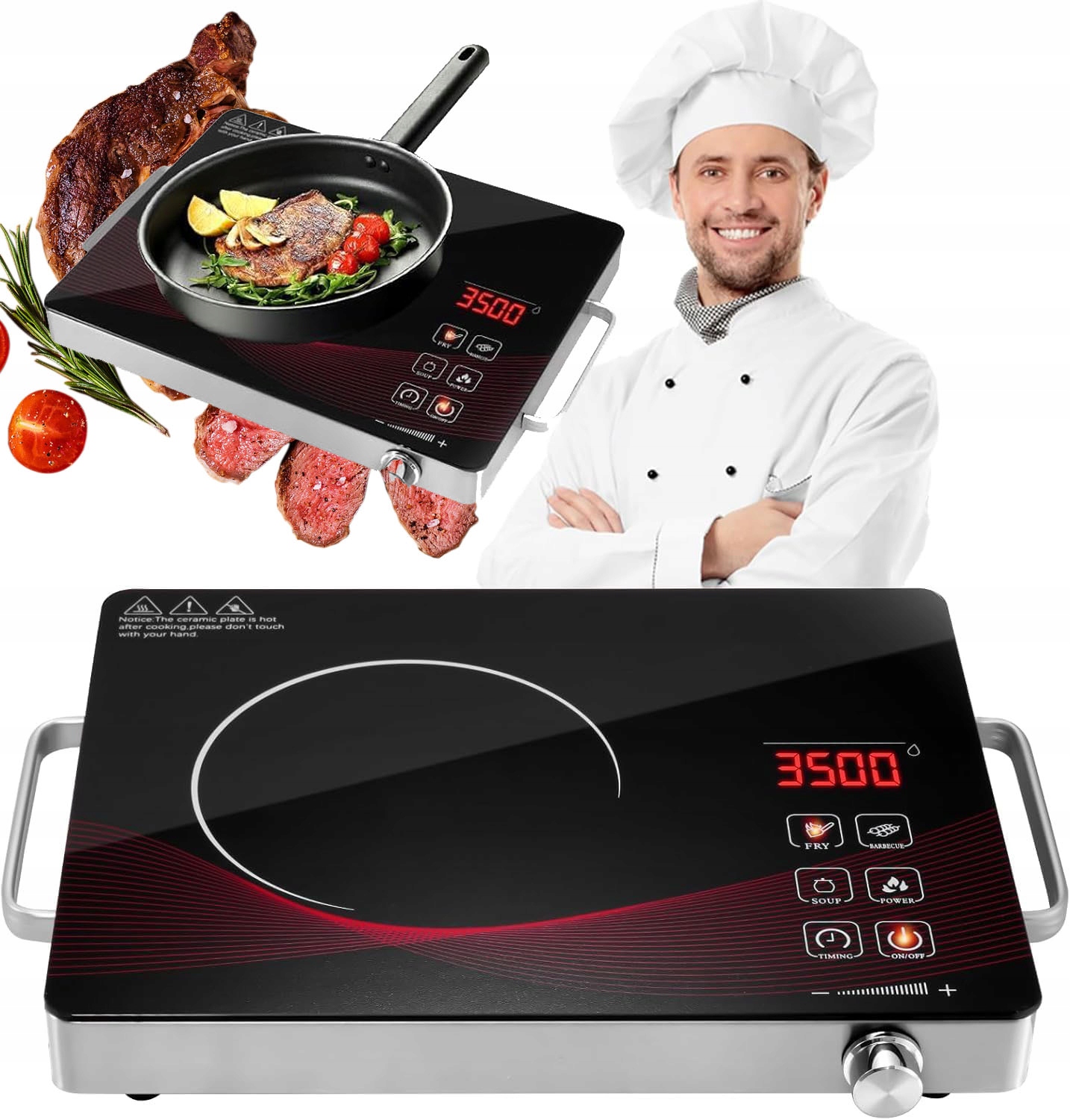 Płyta Indukcyjna Kuchenka Elektryczna Przenośna Jednopalnikowa 4TRYBY Mocna