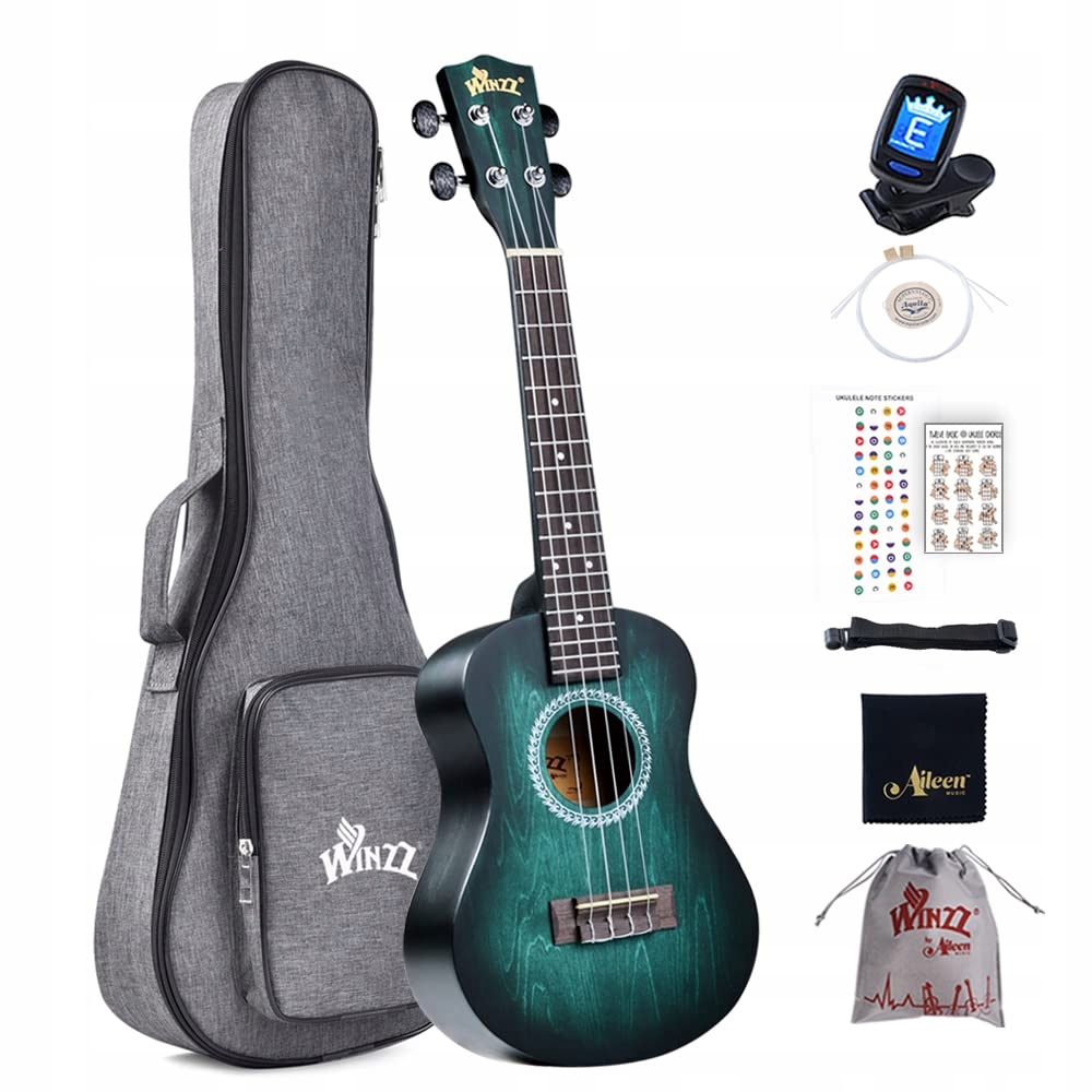 Winzz Ukulele koncert 60 cm niebiesko-zielony,