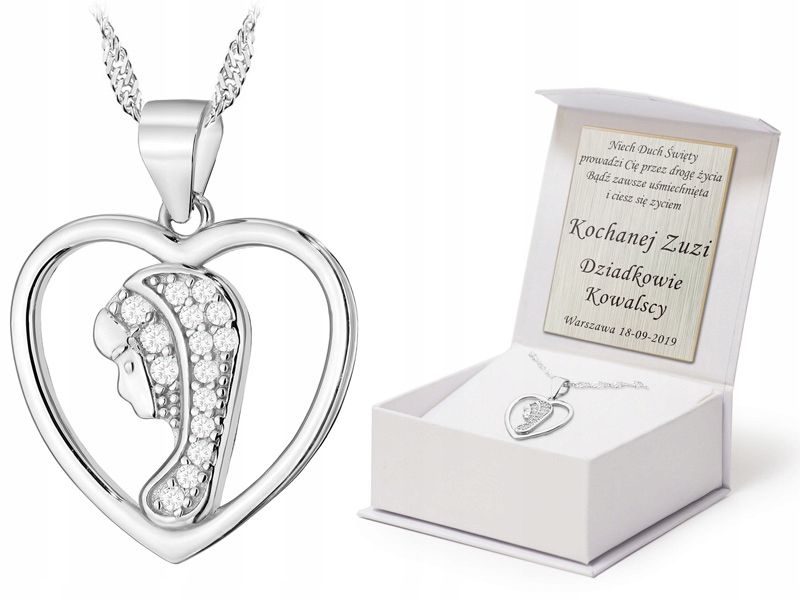 Stříbrný Řetízek ryzost 925 42cm s medailí Matka Boží v Srdci Gravírování