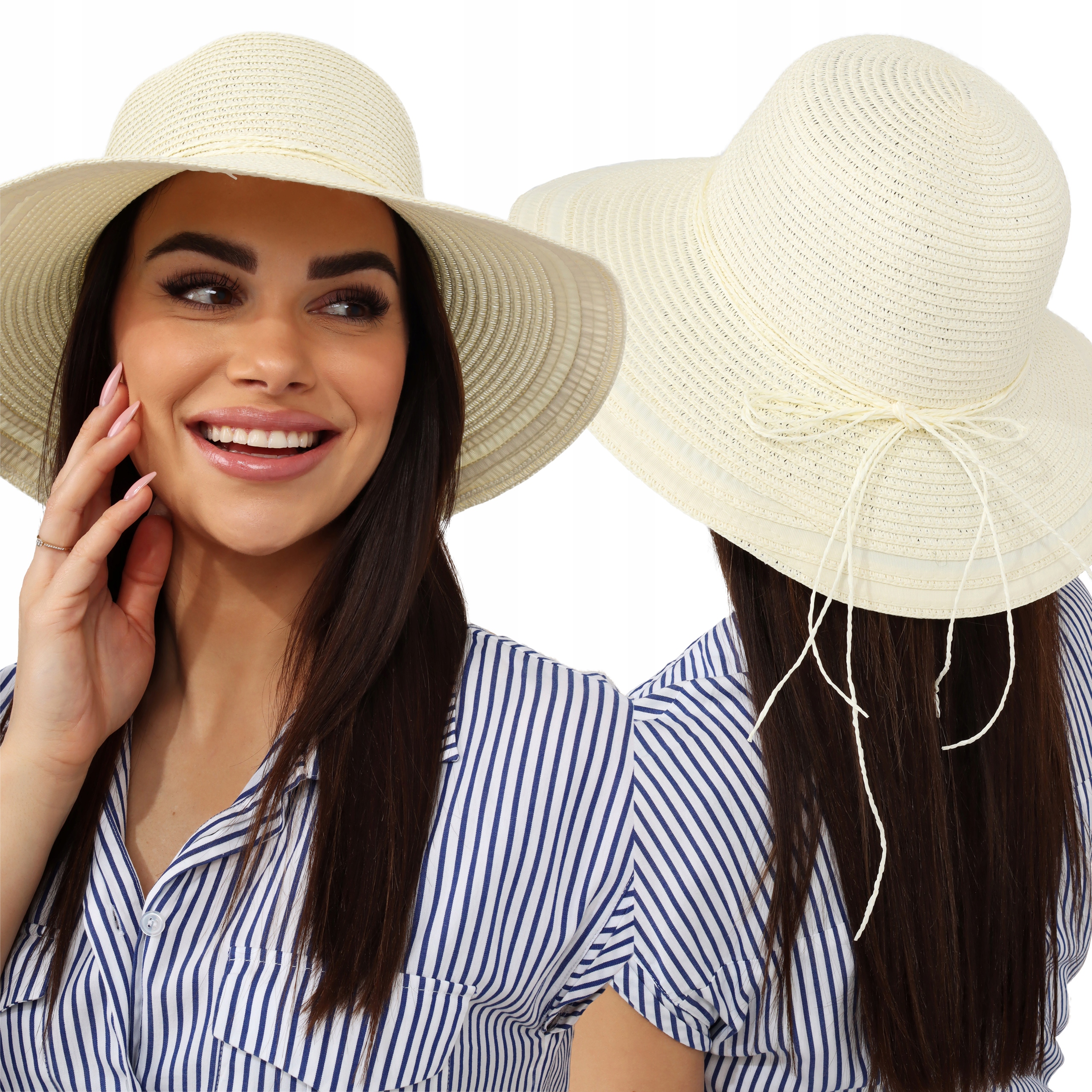 

Kapelusz Damski Bucket Hat Słomkowy Letni Ecru