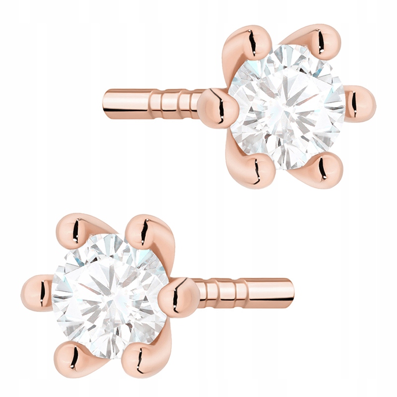Klasické Zlaté Náušnice Dámské pr. 585 na tyč s diamanty 0,16 ct 14k