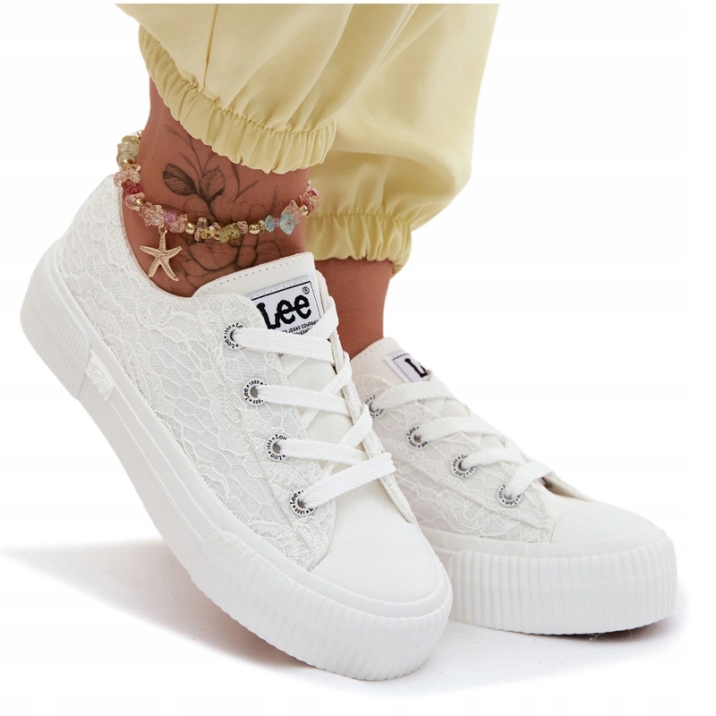 Dámské Krajkové Tenisky Lee Isla Lace Women Low 50261003.1FG Bílé 37
