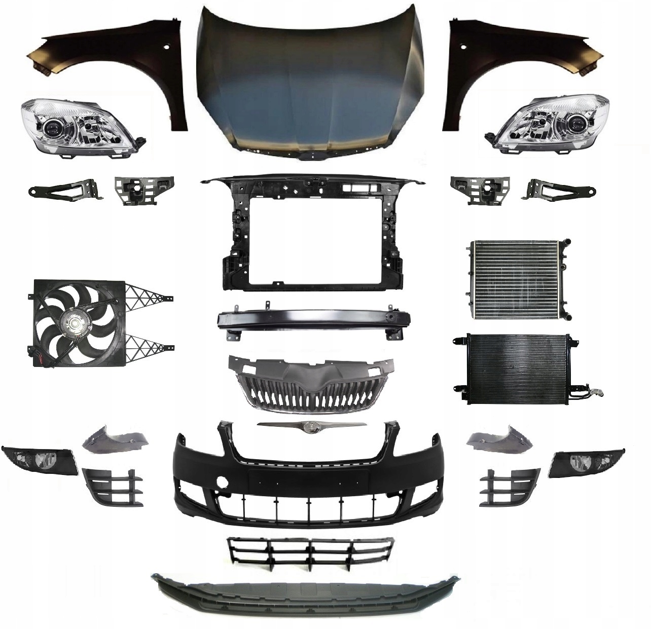 FABIA 10-15 PRZÓD MASKA ZDERZAK PAS LAMPA BŁOTNIK