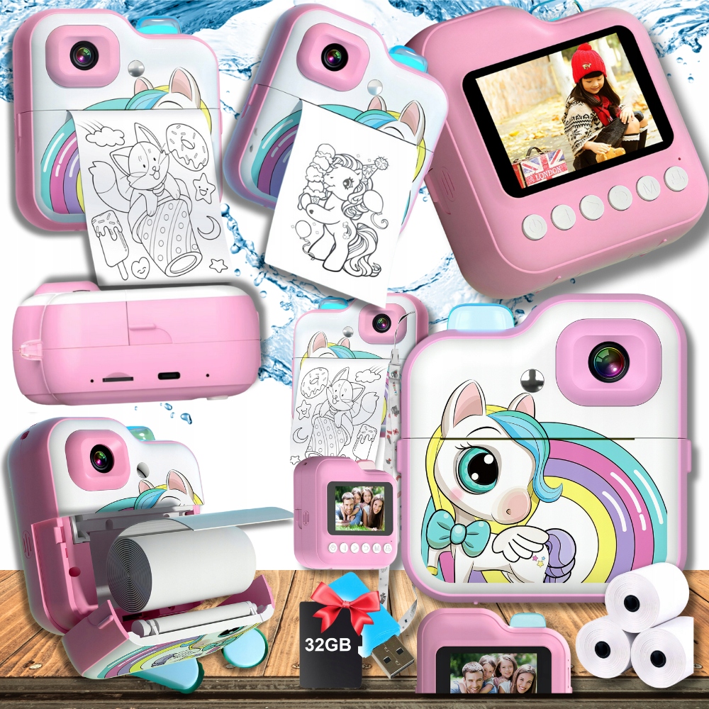 Aparat Cyfrowy Natychmiastowy Z Drukarką Termiczną Dla Dzieci+karta 32GB
