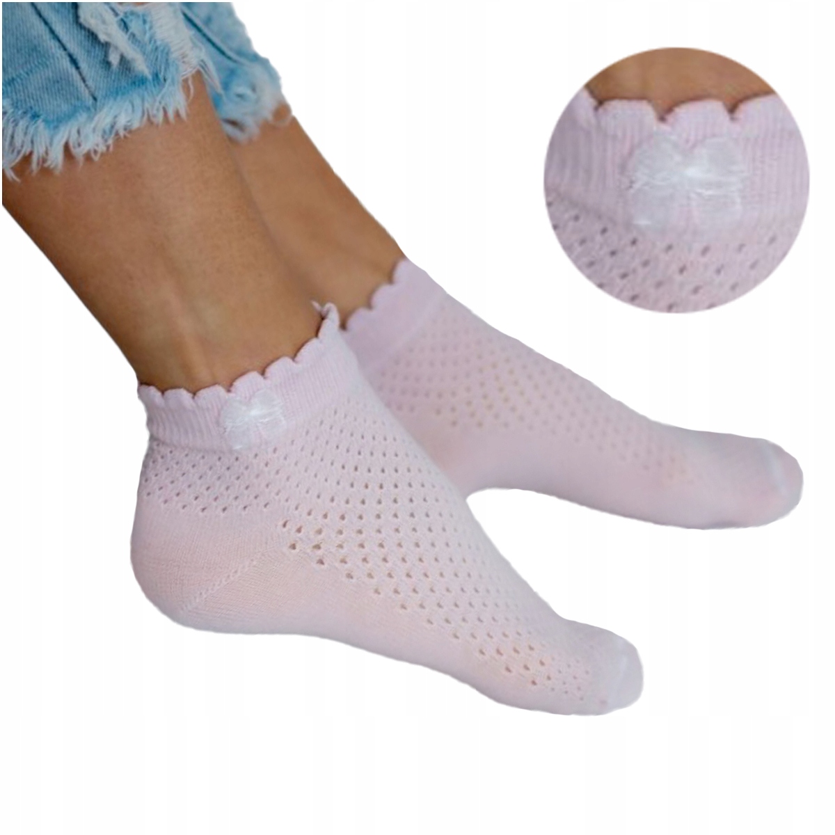 Ponožky Dámske Prelamované Bavlnené s Mašľou Milena 37/41 Pink