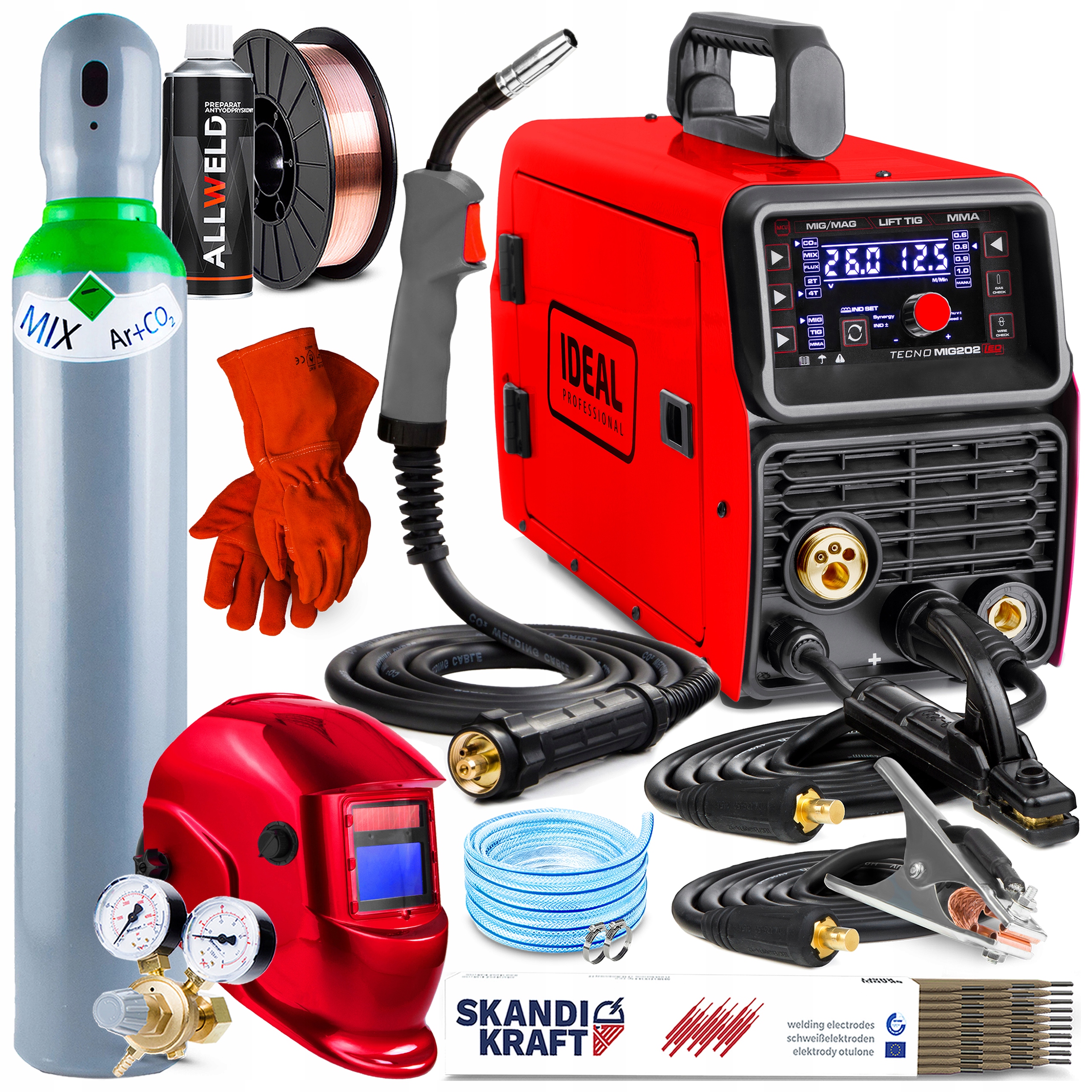 Svářečka Migomat Ideal Tecno Mig 202 Led Mma Tig Synergie 200A Igbt Alu