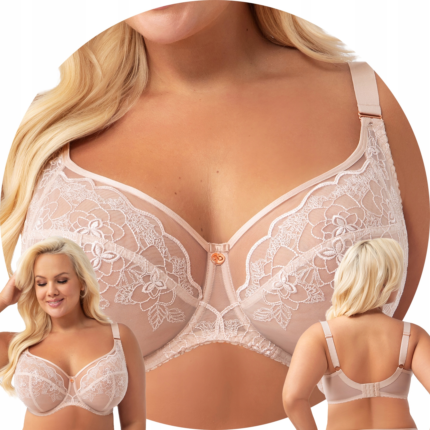 Gorsenia K930 Adore béžová krajka tyl měkká podprsenka 95F Soft