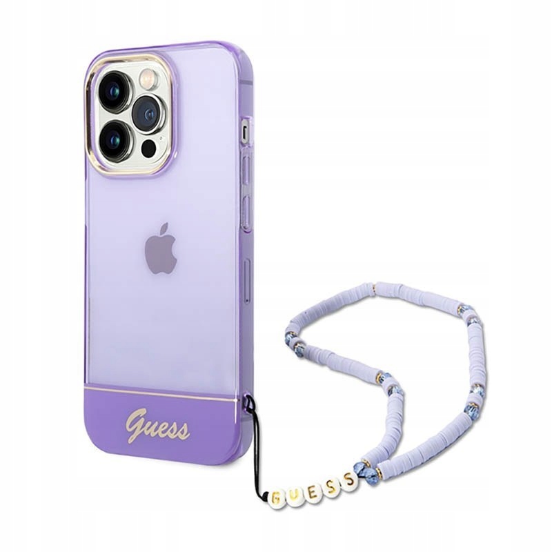 Guess Translucent Pearl Strap – Pouzdro pro iPhone 14 Pro (fialové)