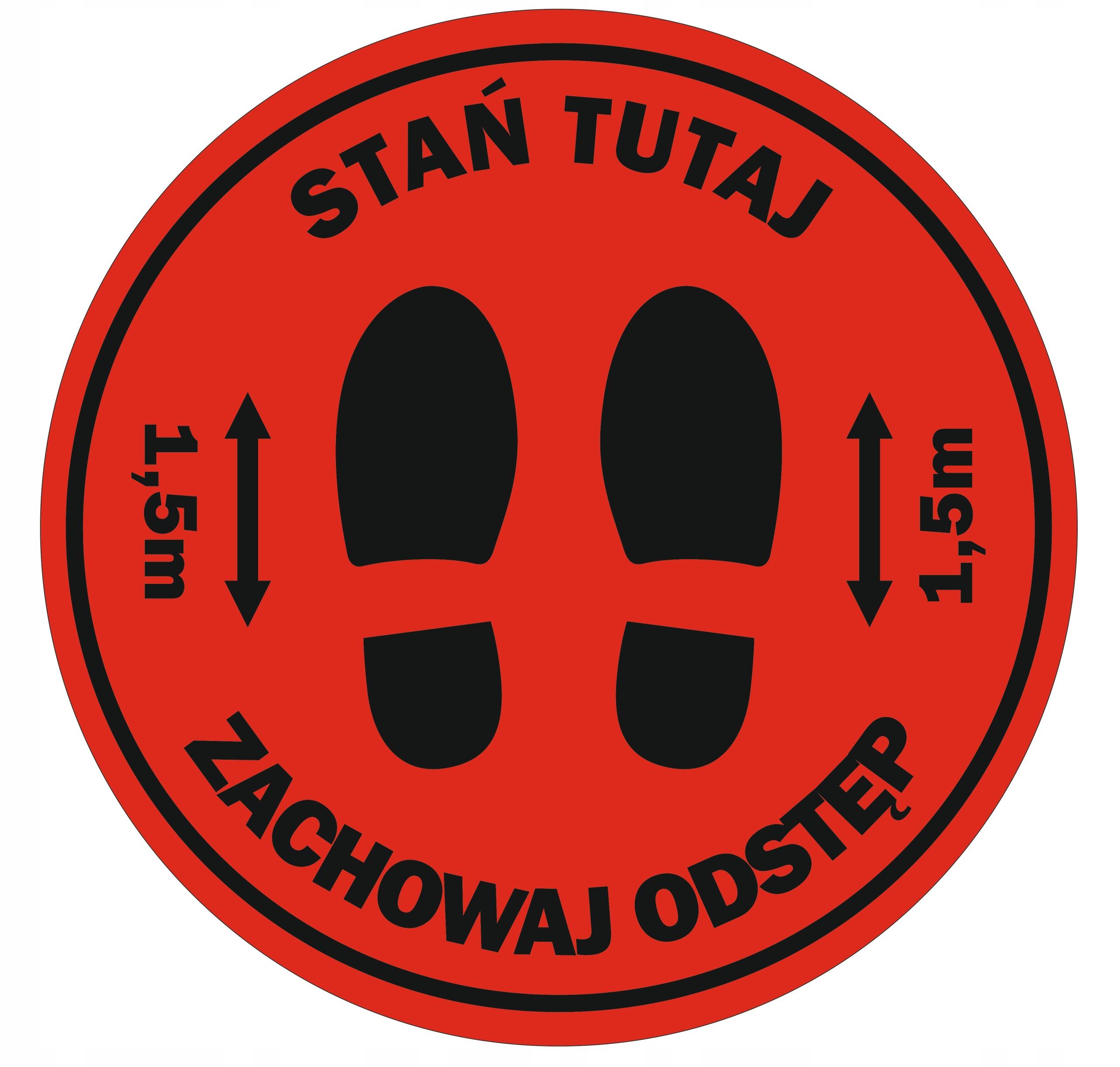 NAKLEJKA NA PODŁOGĘ 30cm ZACHOWAJ ODSTĘP