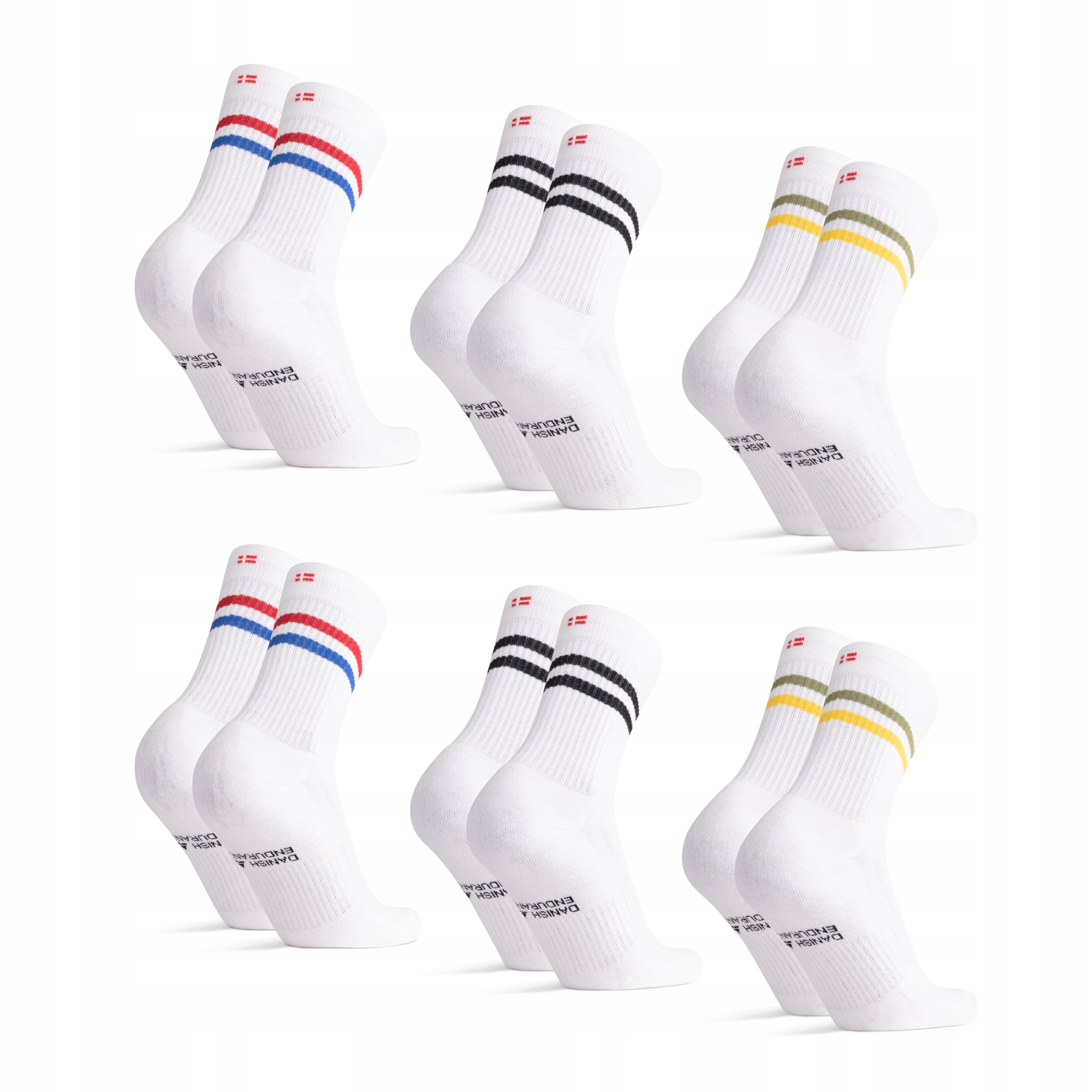 Tenisové Ponožky Danish Endurance Vysoké Ponožky Unisex 6-Pak 43-47