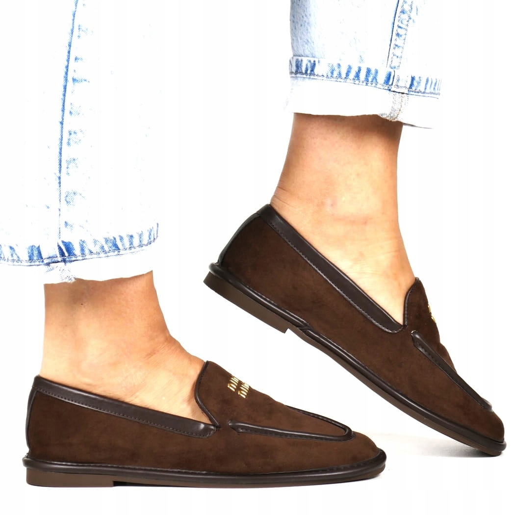 Dámské boty Mokasíny Nazouvací Polobotky Hnědé Semišové Miu Elegantní New