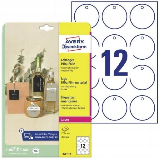 Foliové přívěsky (10 listů) průměr 60 mm, kulaté Quick&Clean T3004-10 Ave