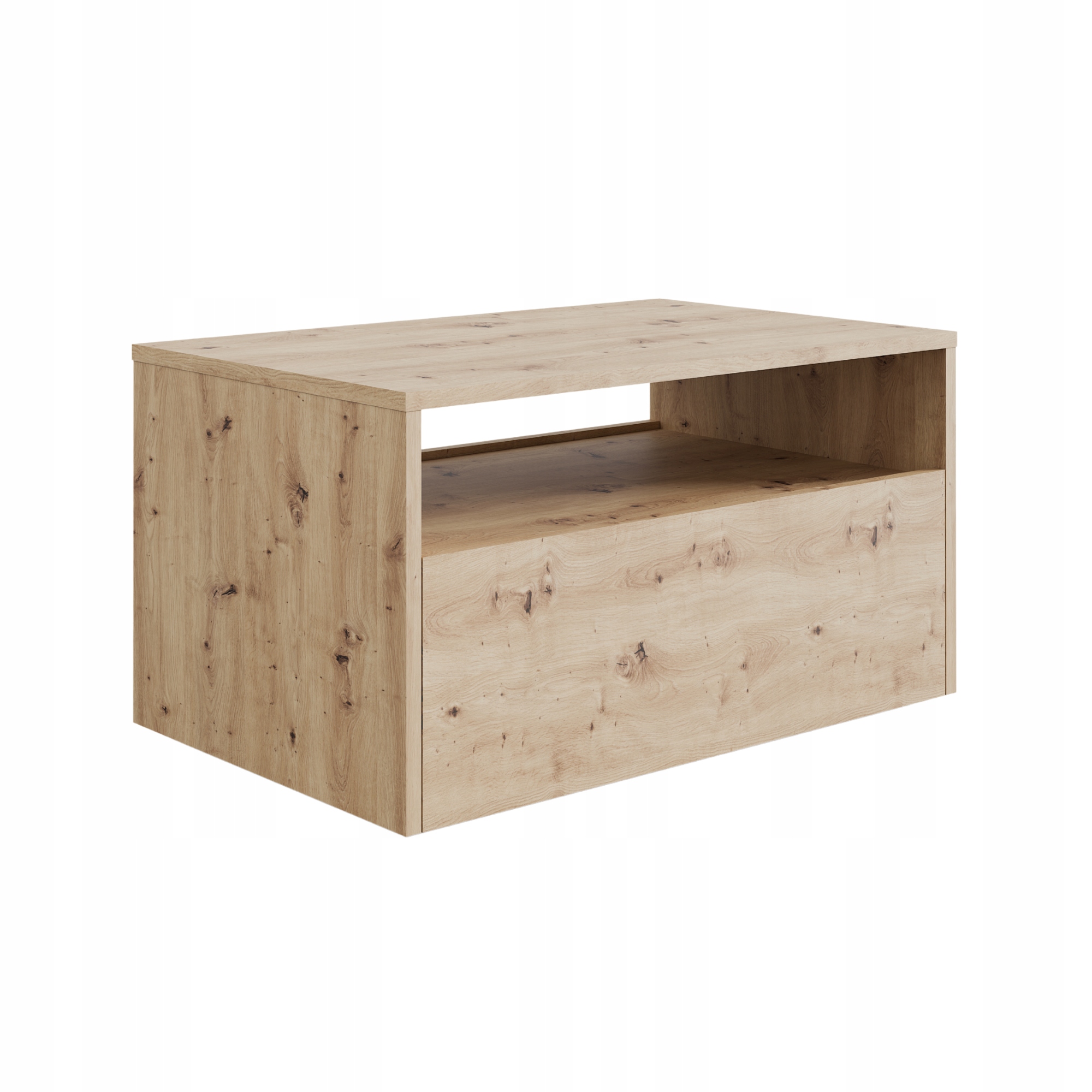 Kávový stolek Lavička na kolečkách police šuplík obývací pokoj dub artisan Lino