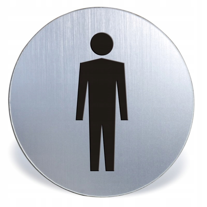 TABLICZKA Grawerowana Piktogram - Toaleta Męska WC Srebrna