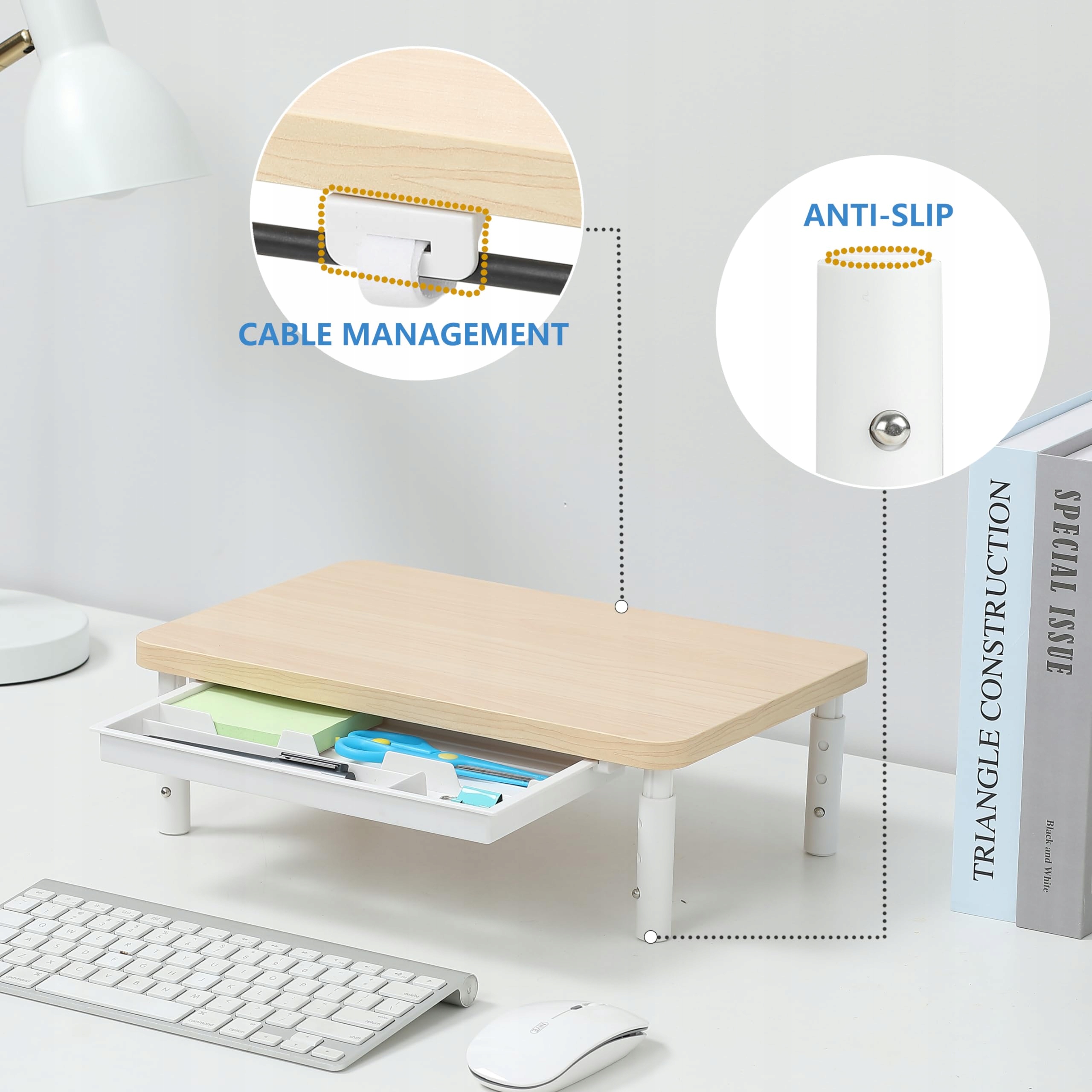 ETHU ERGONOMICZNY STOJAK PODSTAWKA POD MONITOR Z REGULOWANĄ WYSOKOŚCIĄ — miniatura 5