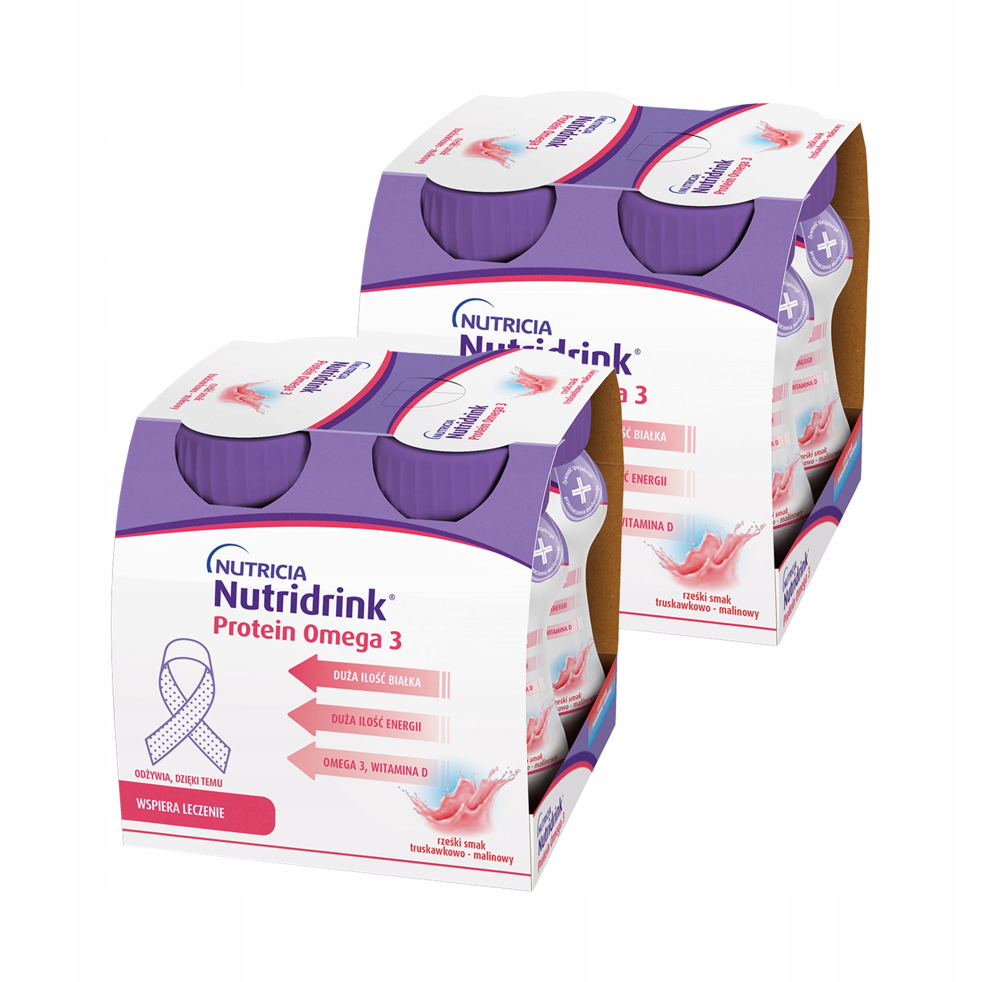 Nutridrink Protein Omega-3 o smaku truskawkowo-malinowym Zestaw 8 x 125 ml