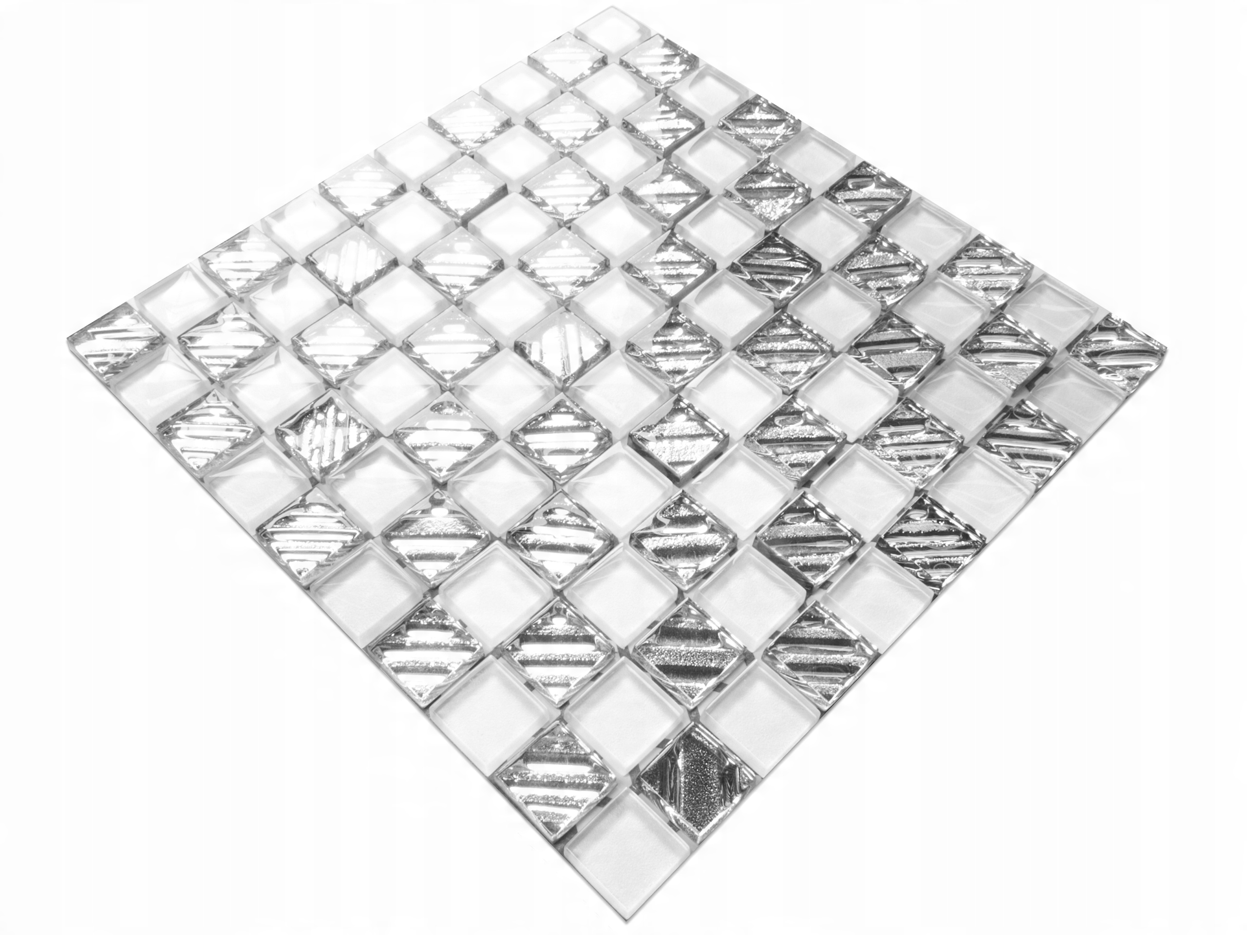 

Mozaika Szklana White Chess Biała Srebrna
