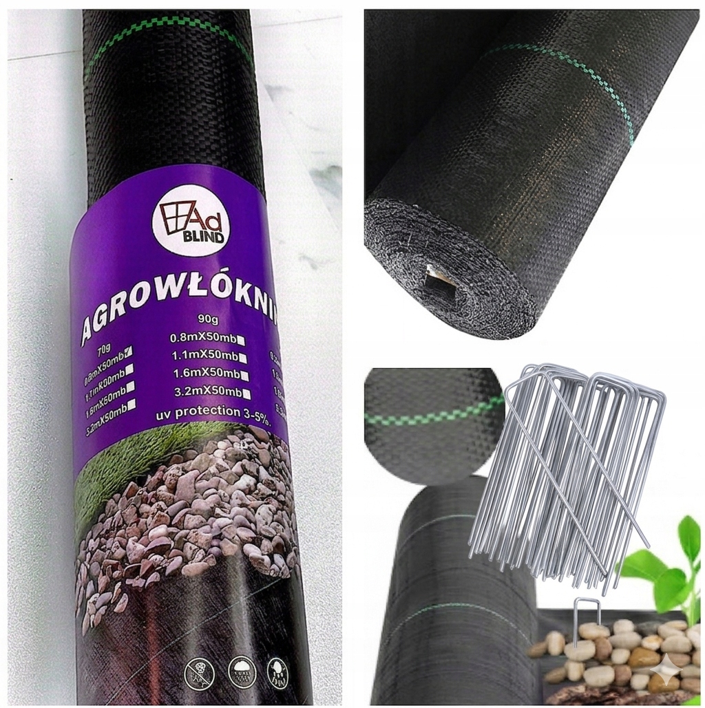 Agrowłóknina Antychwastowa 1,6mx50m 135G Agrotkanina Uv 3-5% Kotwy