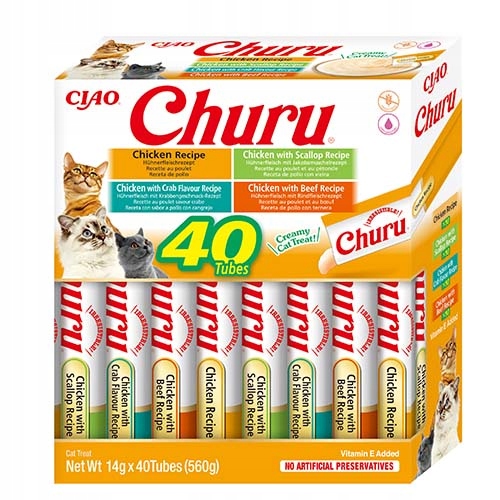 Levně Inaba Cat Churu Varieties Chicken 40x14g Box Pamlsek Pochoutky pro kočky
