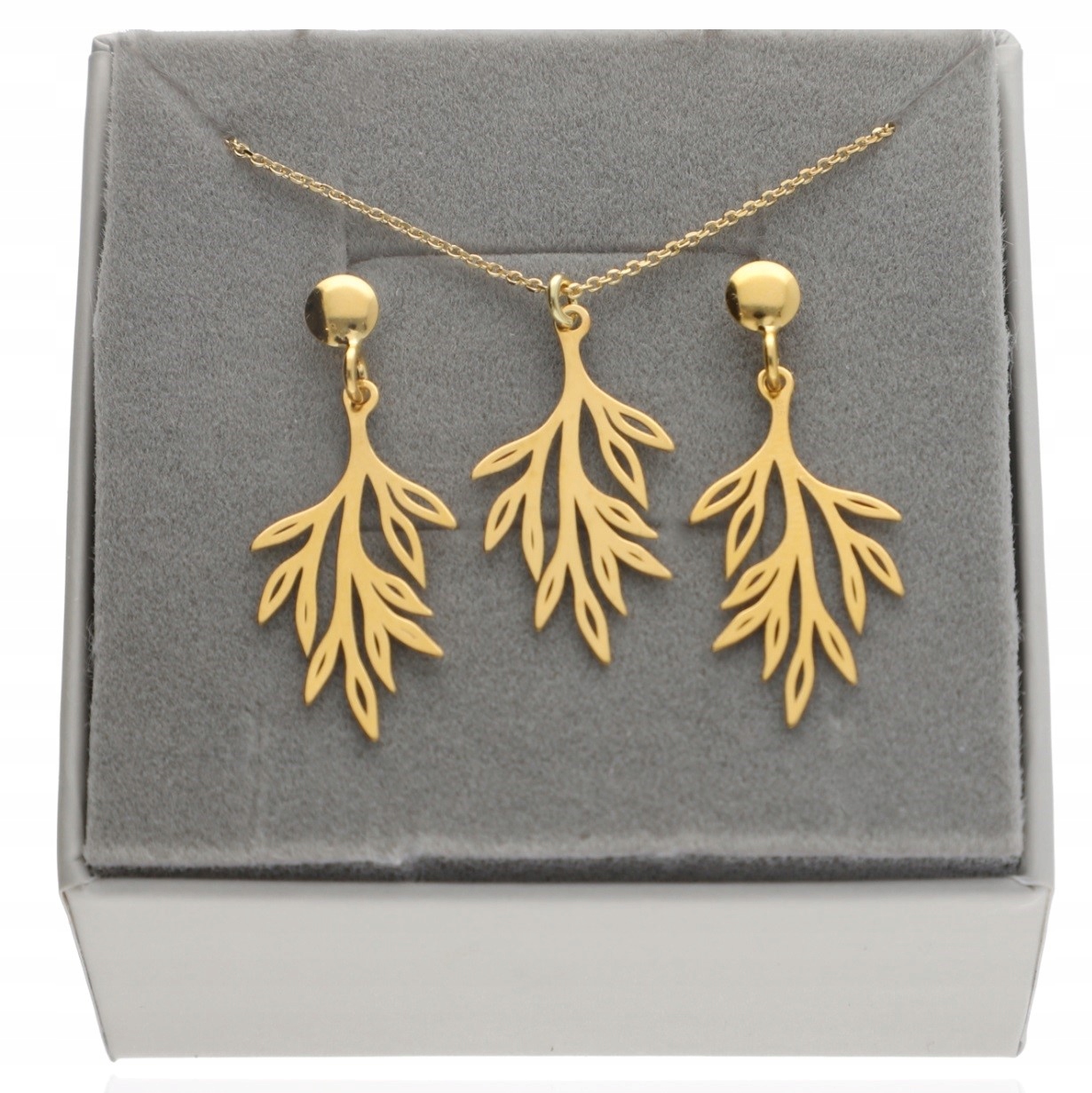 Stříbrný komplet šperků List Listů Stříbro 925 pozlacený