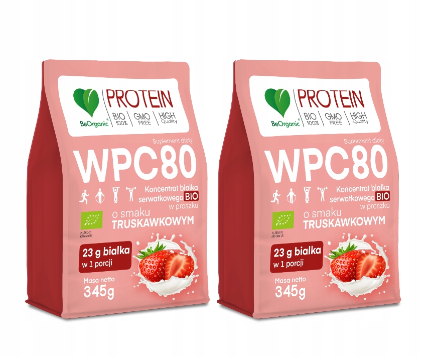BeOrganic WPC80 Bio jahodový proteinový prášek Apetit Masa Redukce kostí