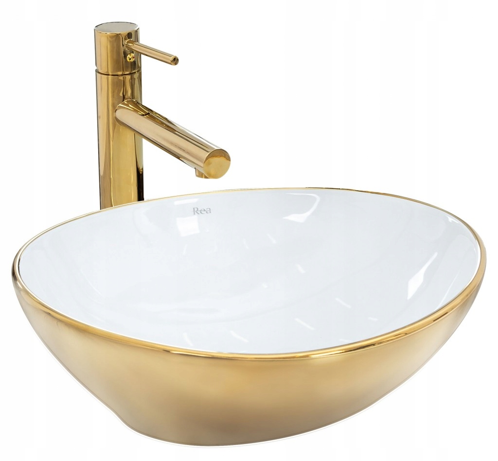 Umývadlo na dosku Sofia 41x34,5 biele zlaté (REA-U0456) /po/