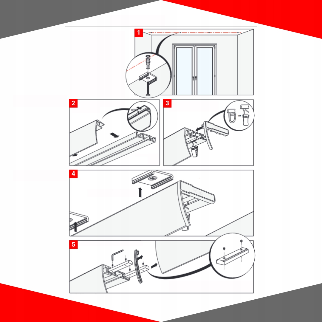 SZYNA SUFITOWA SMALL ALU + OSŁONA ALU POJ. 260 CM Rodzaj karnisza pojedynczy