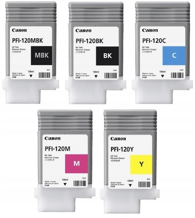 Sada atramentových atramentov Canon PFI-120 PFI120 Cmyk Mbk TM-300 TM-305 Orig.