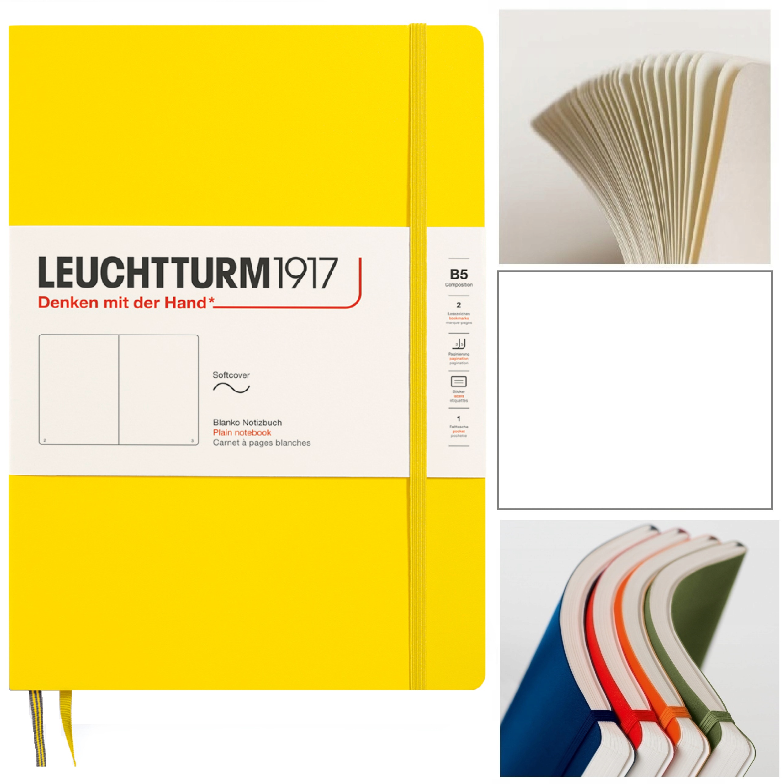 LEUCHTTURM1917 Notatnik Notes B5 Gładki miękka oprawa szkicownik Cytrynowy