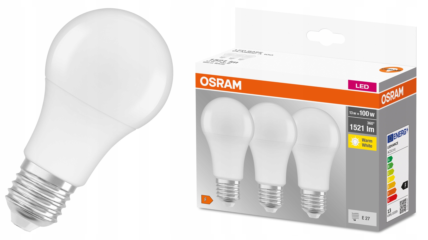 

Zestaw 3x Żarówka Led E27 13W 2700K 1521lm Osram